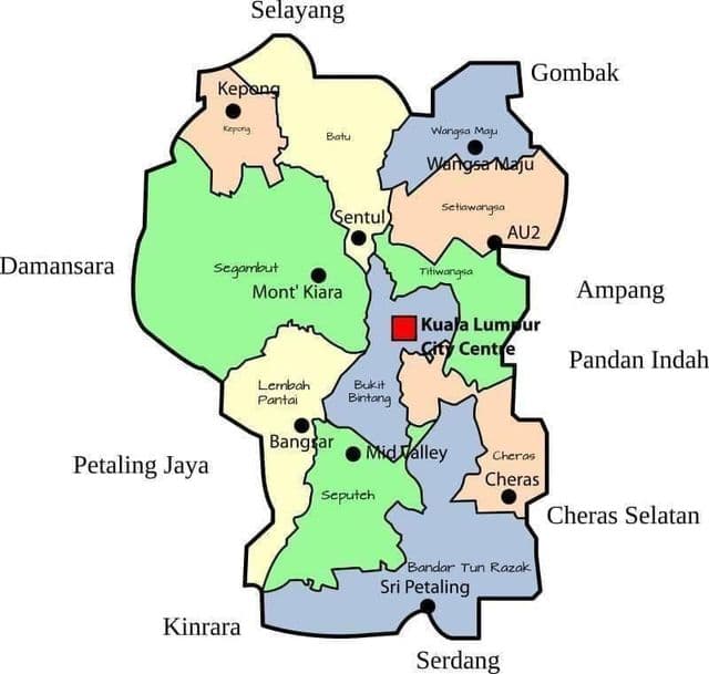 Kuala Lumpur (KL) district map