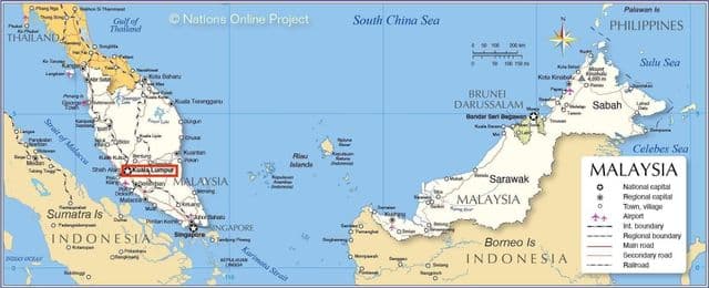 Kuala Lumpur (KL) on Malaysia map