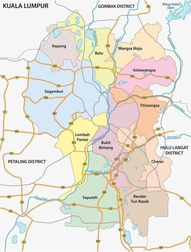 Kuala Lumpur (KL) roads map
