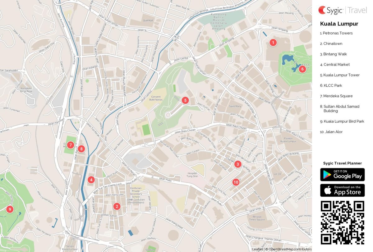 Kuala Lumpur (KL) sights map