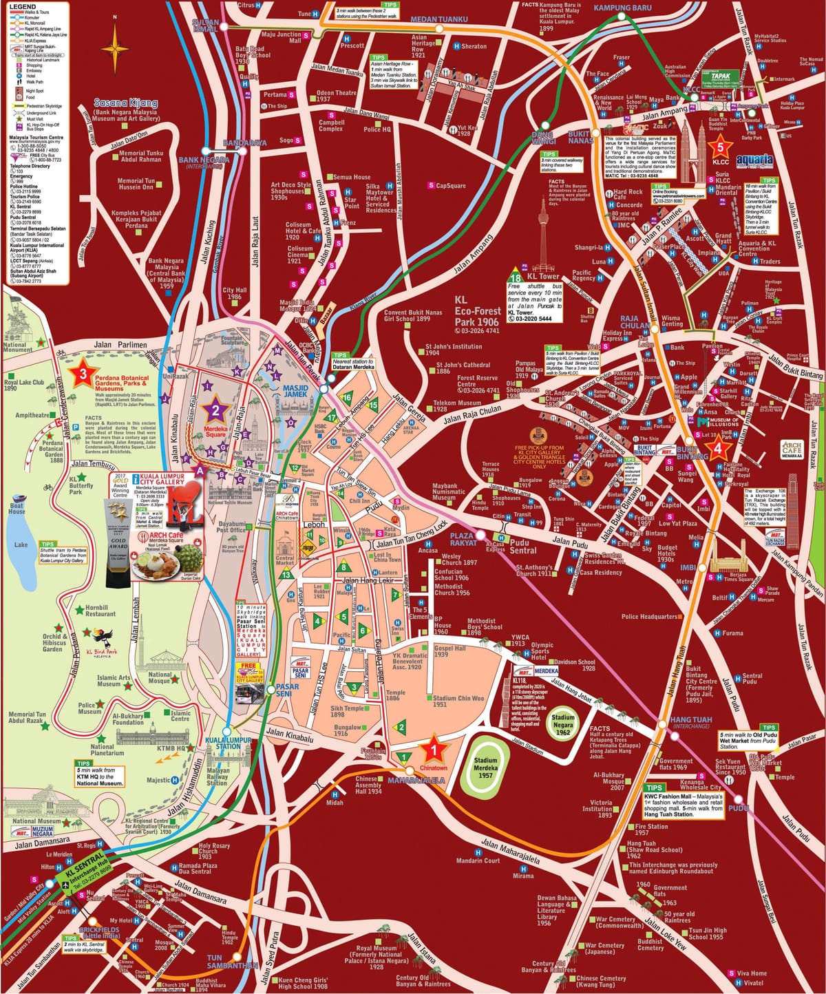 Kuala Lumpur (KL) walking tours map