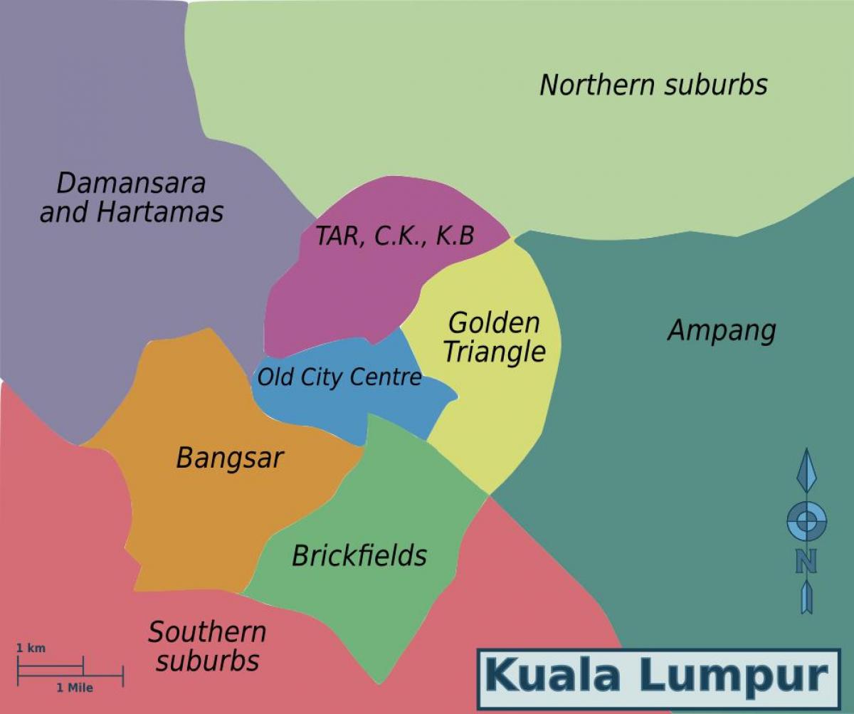 Kuala Lumpur (KL) neighborhoods map